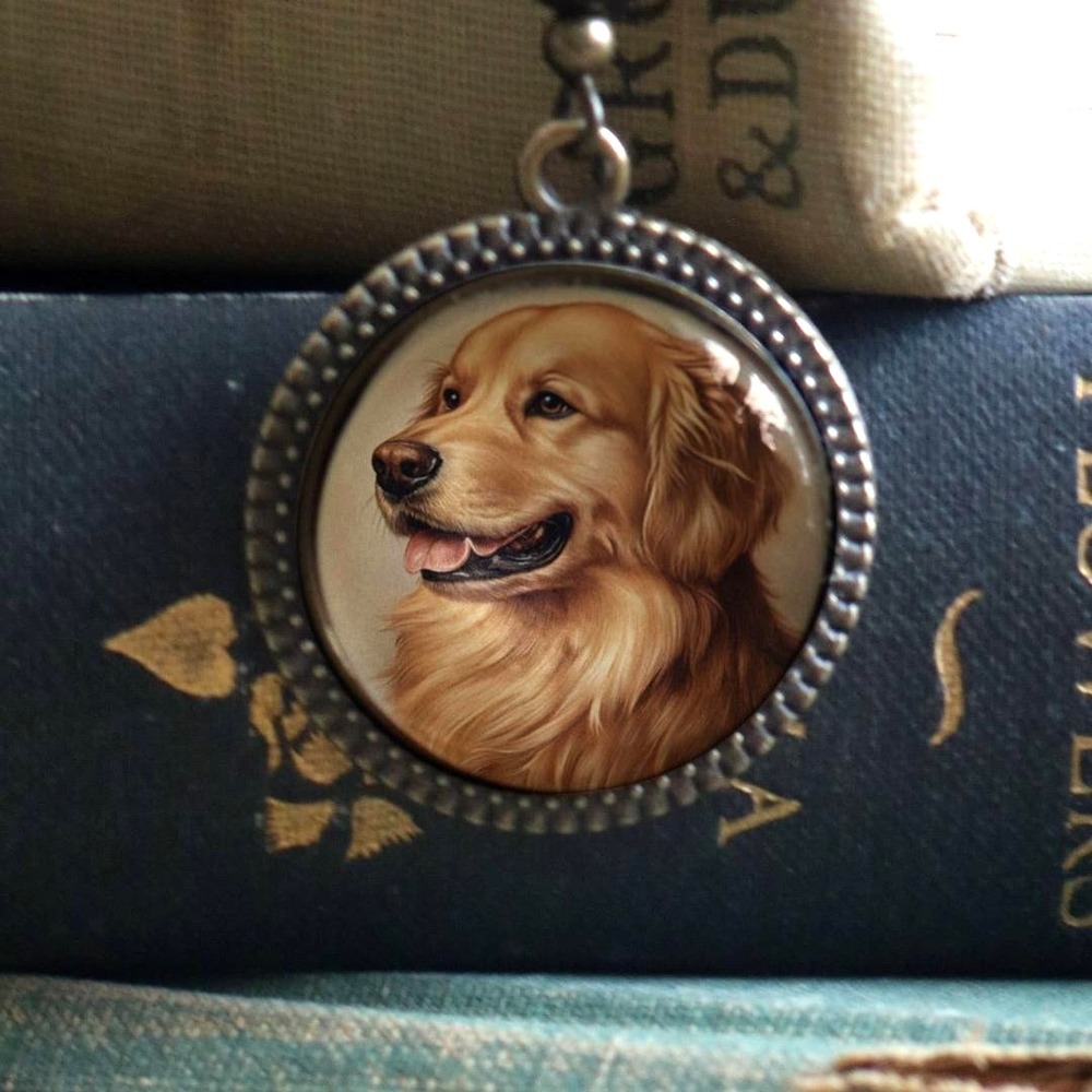 Golden Retriever Dog Bookmark -‎ "Best Friends" - Antique Bronze Book Hook